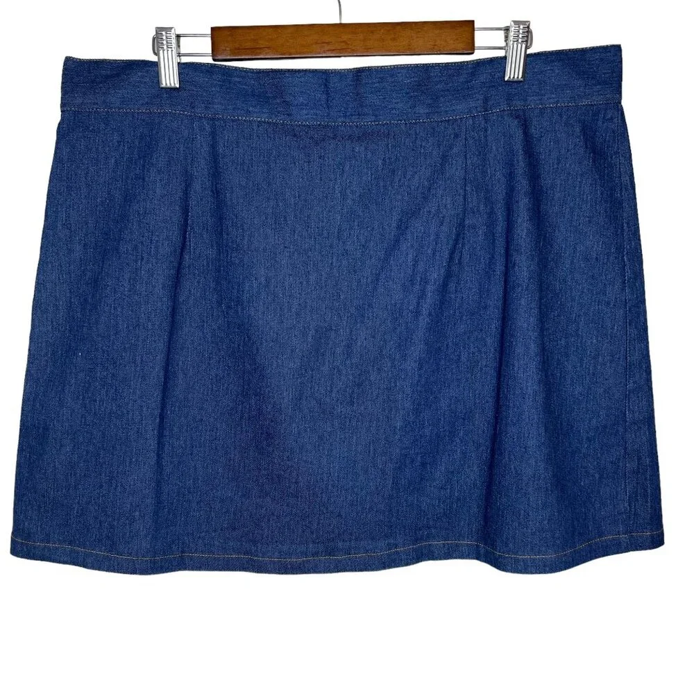 Smak Parlour Plus Size Dark Denim Tulip Match Game Mini Skirt 2X - Picture 5 of 6